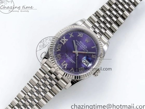 APF 126234 Dial Diamond 904L DateJust 1:1 Edition Roman 36 Bracelet Steel VR3235 on Best Jubilee Purple 0103
